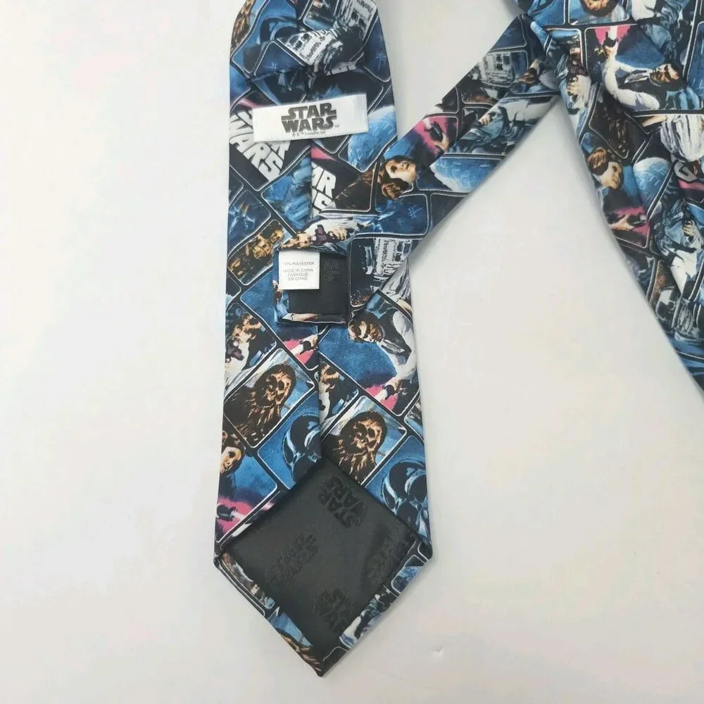 Star Wars A New Hope Poster Panel Comic Strip Men's Tie Blue Black Novelty